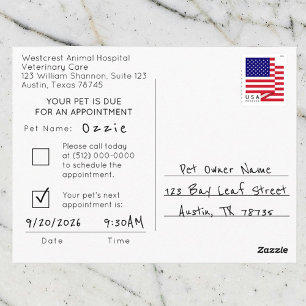 Herinnering diergeneeskundig gebruik briefkaart