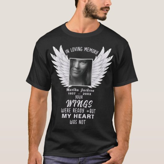 Herinnering Foto & Angel Wings Memorial T-shirt (Voorkant)