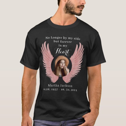 Herinnering Foto & Angel Wings Memorial T-shirt (Voorkant)