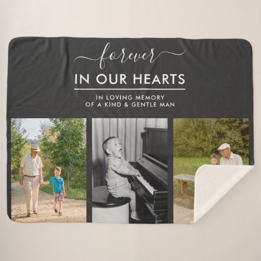 Herinnering foto-collage Forever in hartsgrijs Sherpa Deken (Voorkant (horizontaal))