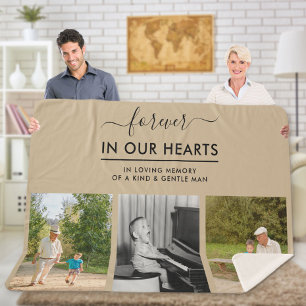 Herinnering Foto Collage Forever in Hearts Beige Sherpa Deken