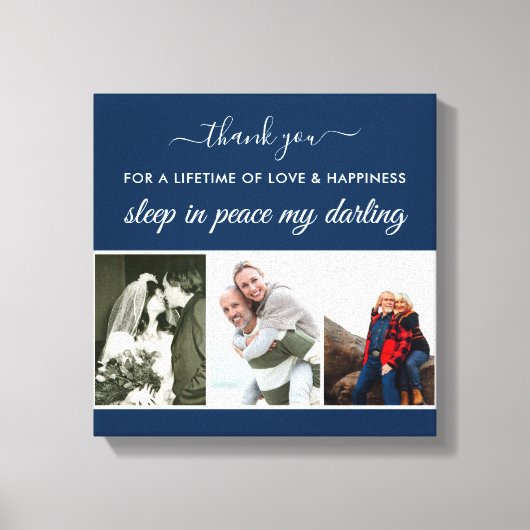 Herinnering: Foto Strip Blue Sleep op Peace Square Canvas Afdruk (Voorkant)