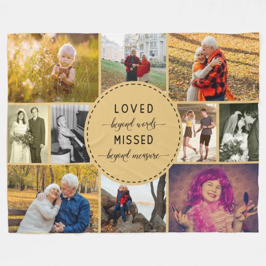 Herinnering fotocollage Loved Beyond words Fleece Deken (Voorkant (Horizontaal))