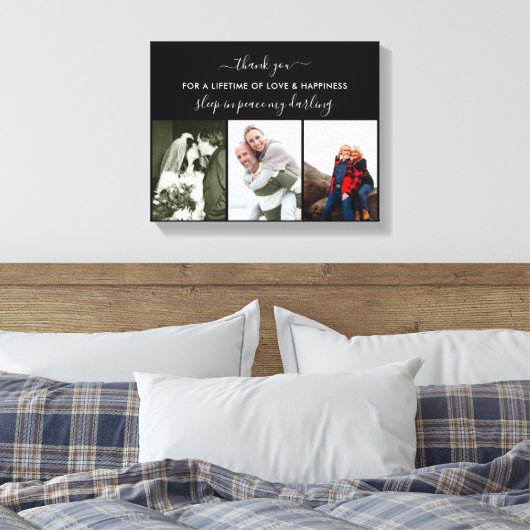 Herinnering fotocollage Slaap in Peace Black Canvas Afdruk (Insitu (Slaapkamer))