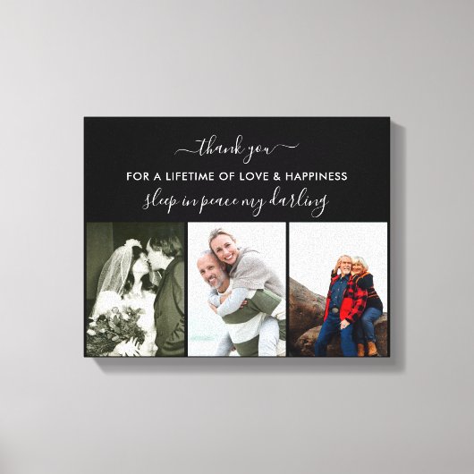 Herinnering fotocollage Slaap in Peace Black Canvas Afdruk (Voorkant)