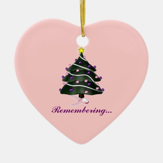 "Herinnering..." Kerstboom/borstkanker Keramisch Ornament (Voorkant)