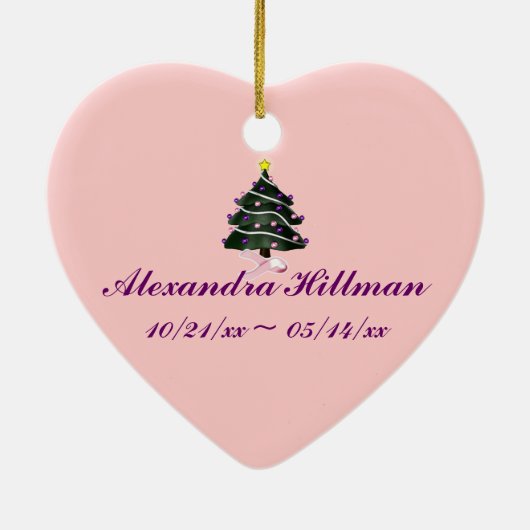 "Herinnering..." Kerstboom/borstkanker Keramisch Ornament (Achterkant)