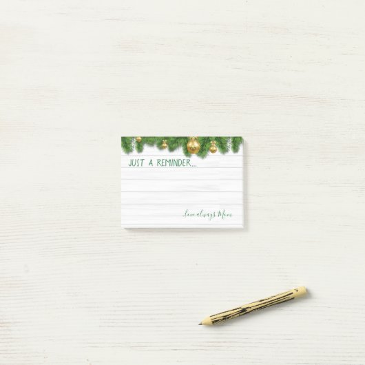 Herinnering: land met kerstgroen teken post-it® notes (Op bureau)