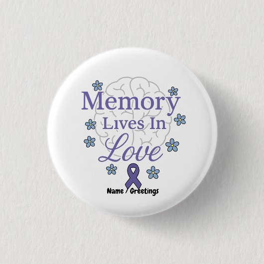 Herinnering leeft in liefde Alzheimer bewustzijn Ronde Button 3,2 Cm (Voorkant)