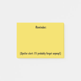 Herinnering met een spoiler die waarschuwt voor ne post-it® notes