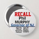 Herinnering: NJ Gov. Murphy (Bewerken voor elke st Ronde Button 4,0 Cm (Voorkant /achterkant)
