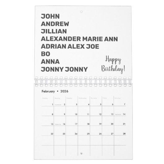 Herinnering op de verjaardag van Mam's Big Family  Kalender (Feb 2026)