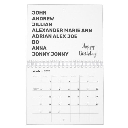 Herinnering op de verjaardag van Mam's Big Family  Kalender (Mar 2026)