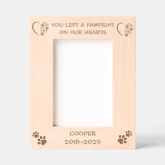 Herinnering Pet Paw Heart om hondensympathie te on Gegraveerde Lijstjes (Voorkant)