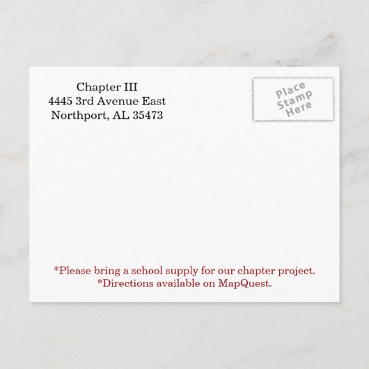 Herinnering Post Card2 Uitnodiging Briefkaart (Achterkant)