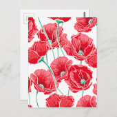 Herinnering rode papaver veld bloemenpatroon briefkaart (Voorkant / Achterkant)
