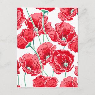 Herinnering rode papaver veld bloemenpatroon briefkaart