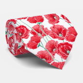 Herinnering rood papaver floreel patroon stropdas (Opgerold)