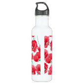 Herinnering rood papaver floreel patroon waterfles  (Achterkant)