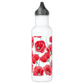 Herinnering rood papaver floreel patroon waterfles  (Links)