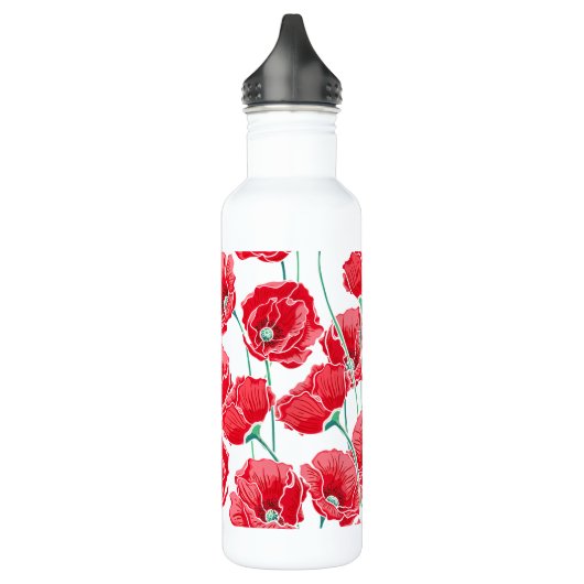Herinnering rood papaver floreel patroon waterfles  (Links)