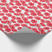 Herinnering rood papaverveld bloempatroon cadeaupapier (Hoek)