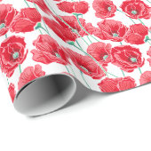 Herinnering rood papaverveld bloempatroon cadeaupapier (Rol Hoek)