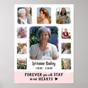 Herinnering Souvenir Rand Fade Foto Collage Roze Poster