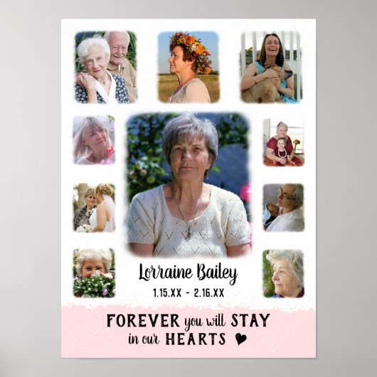 Herinnering Souvenir Rand Fade Foto Collage Roze Poster (Voorkant)