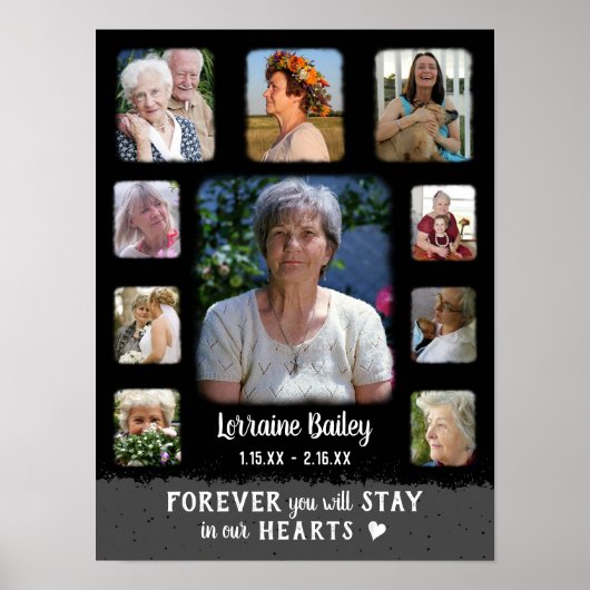 Herinnering Souvenir Rand Fade Foto Collage Zwart  Poster (Voorkant)