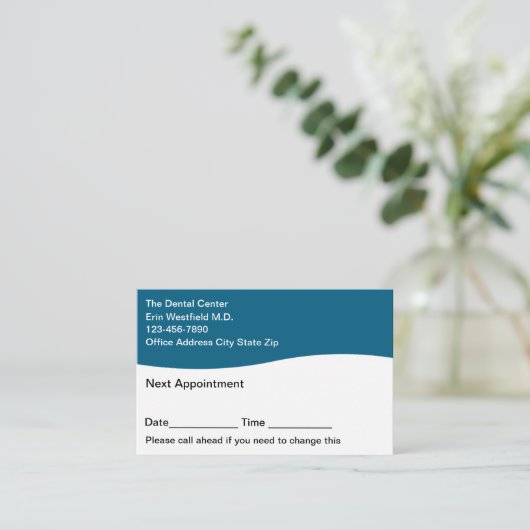 Herinnering Tandarts Afspraakkaarten voor patiënte Visitekaartje (Staand voorkant)