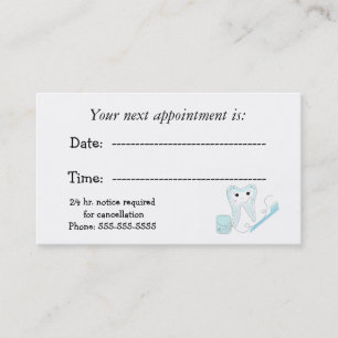 Herinnering tandheelkundige benoeming afsprakenkaartje