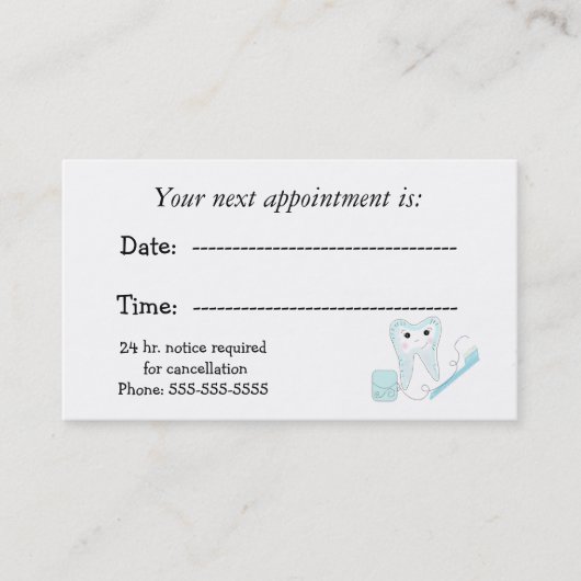 Herinnering tandheelkundige benoeming afsprakenkaartje (Voorkant)