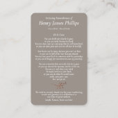 Herinnering Verlies Zonsondergang Gebed Sympathie  Visitekaartje (Achterkant)