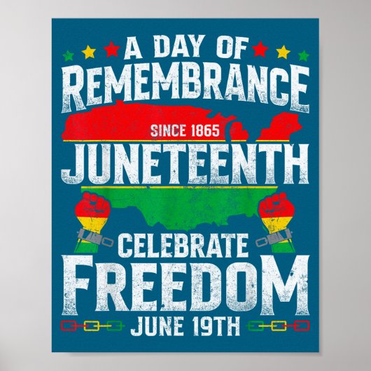 Herinnering vieren vrijheid juneteenth zwart poster (Voorkant)