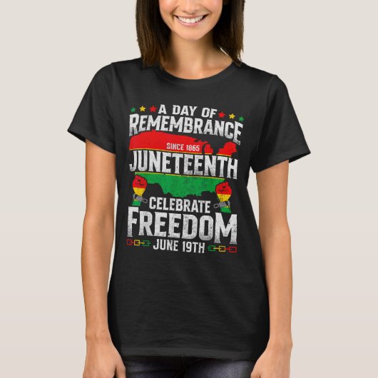 Herinnering vieren vrijheid juneteenth zwart t-shirt (Voorkant)