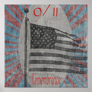 Herinnering vlag druk september 11 poster