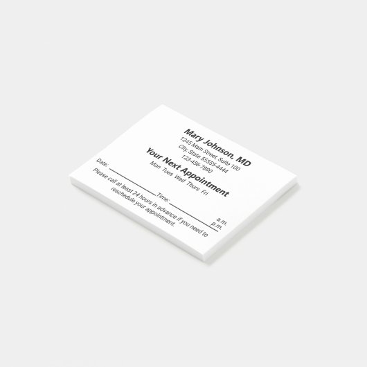 Herinnering volgende afspraak dokterspraktijk post-it® notes (Schuin)