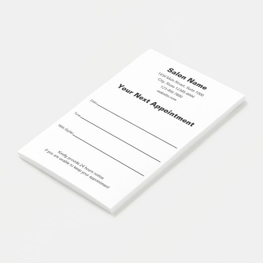 Herinnering Volgende Afspraak Schoonheidssalon Wit Post-it® Notes (Schuin)