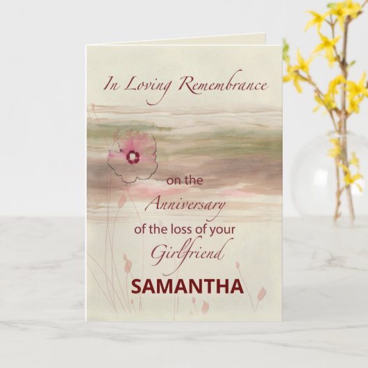 Herinnering voor aangepaste naam Jubileum verlies Kaart (Gele Bloem)