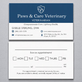 Herinnering voor afspraak dierenarts dierenarts Ka Visitekaartje