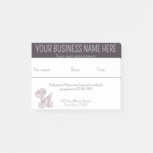 Herinnering voor afspraak Hond voor het verzorgen  Post-it® Notes (Voorkant)