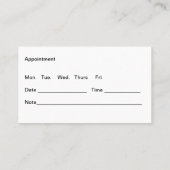 Herinnering voor afspraak met arts visitekaartje (Achterkant)