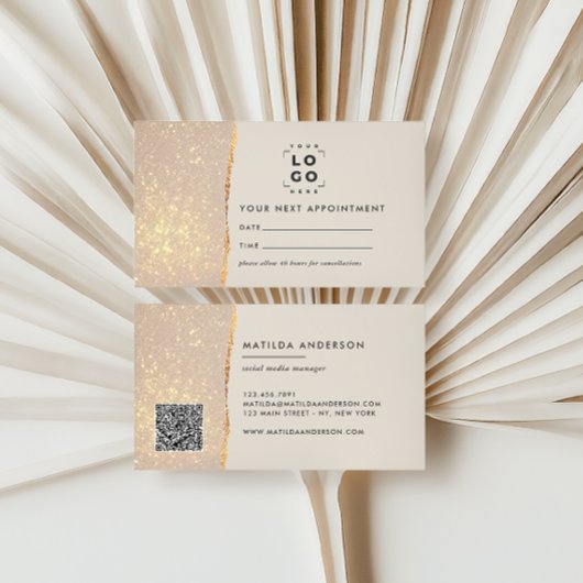 Herinnering voor afspraak met Gold Glitter & Busin Visitekaartje