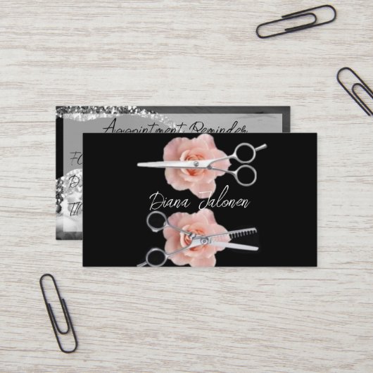 Herinnering voor afspraak met kapper Black Marble Visitekaartje (Voorkant / Achterkant in situ)