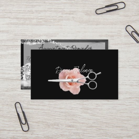 Herinnering voor afspraak met kapper Black Marble Visitekaartje (Voorkant / Achterkant in situ)