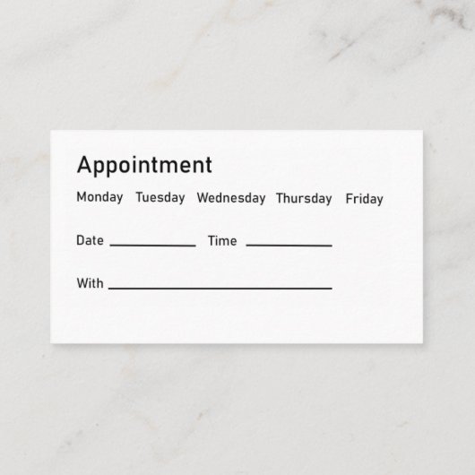 Herinnering voor afspraak met medisch bedrijf - Ka Visitekaartje (Achterkant)