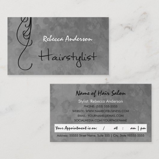 Herinnering voor afspraak met Mottled Silver Haars Afsprakenkaartje (Voorkant / Achterkant)