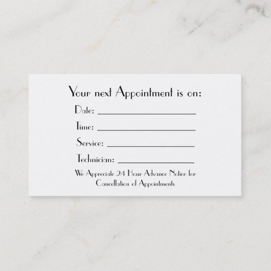 Herinnering voor afspraak met professionele kapper visitekaartje