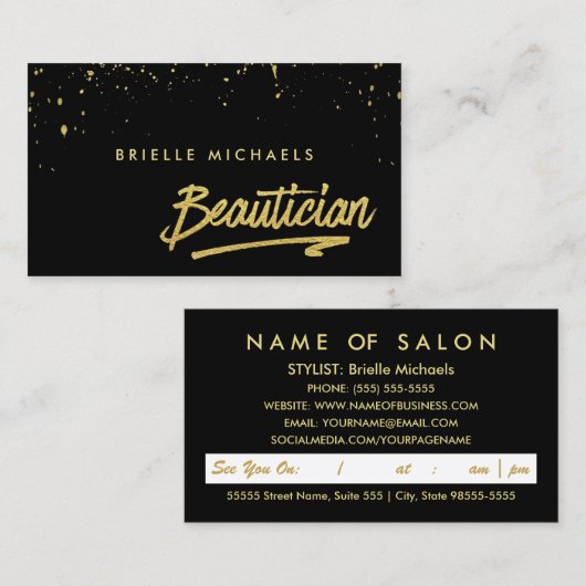 Herinnering voor afspraak met schoonheidsspecialis afsprakenkaartje (Voorkant / Achterkant)